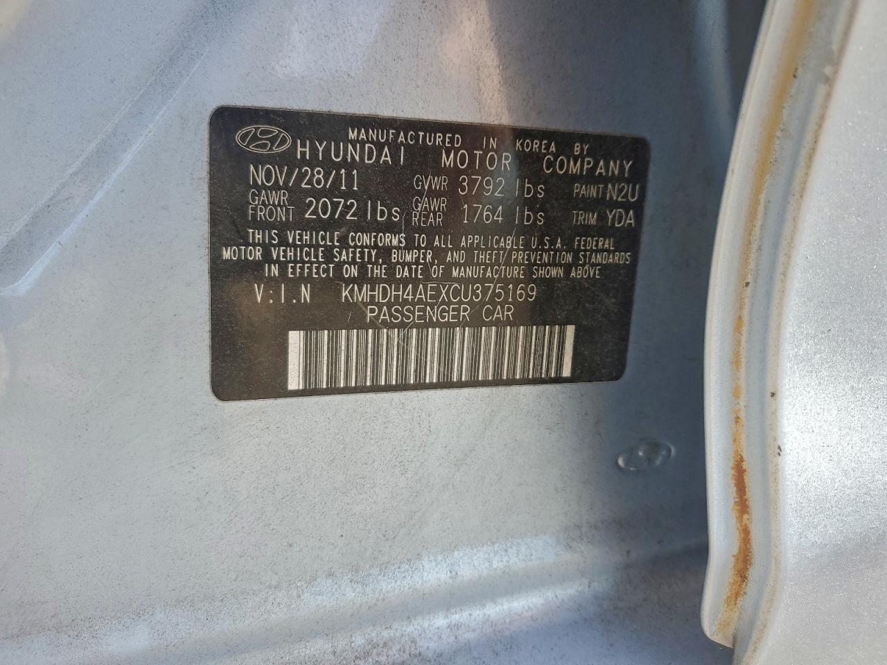 2012 HYUNDAI ELANTRA GLS photo 12