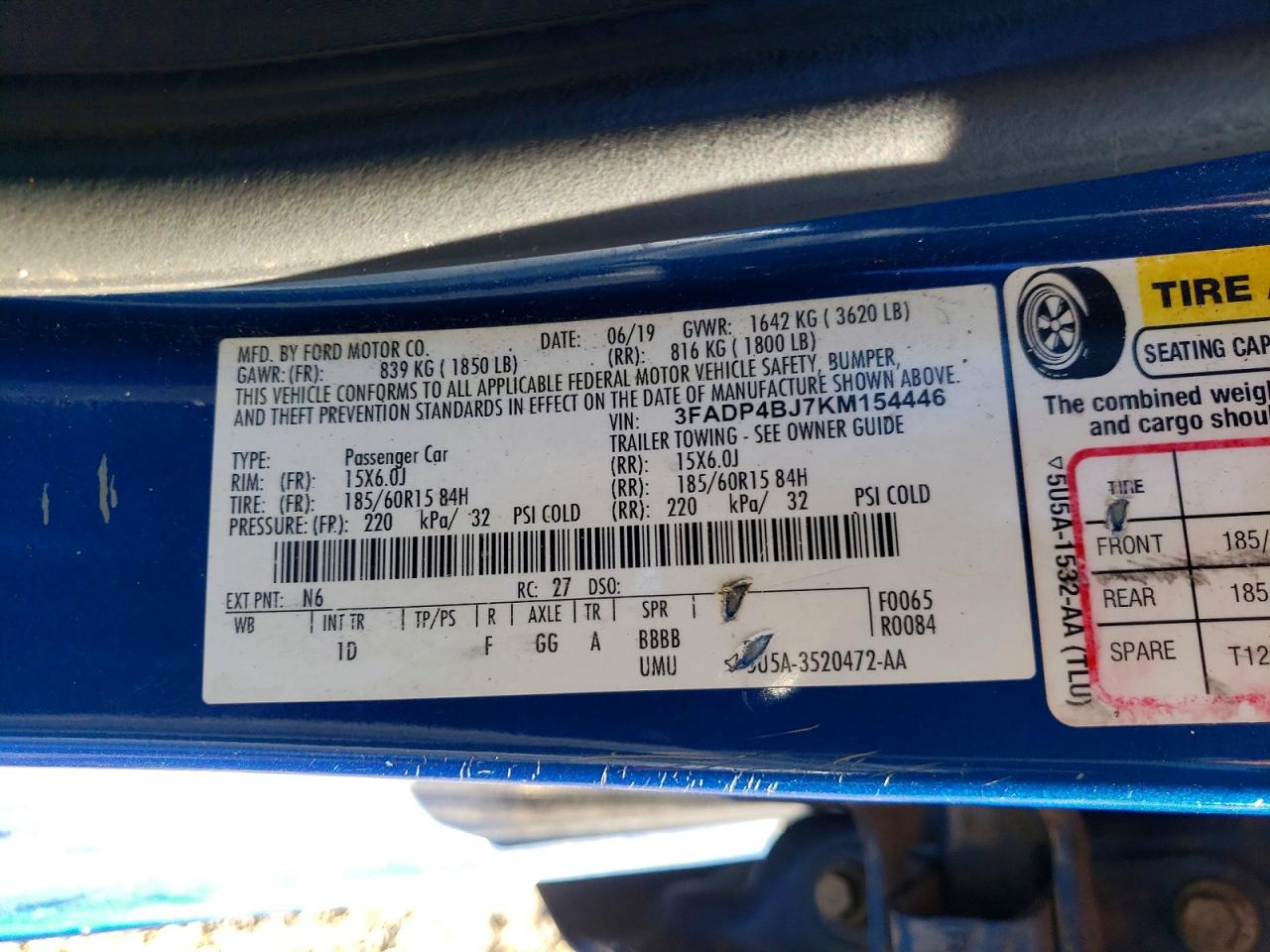 2019 FORD FIESTA SE photo 23