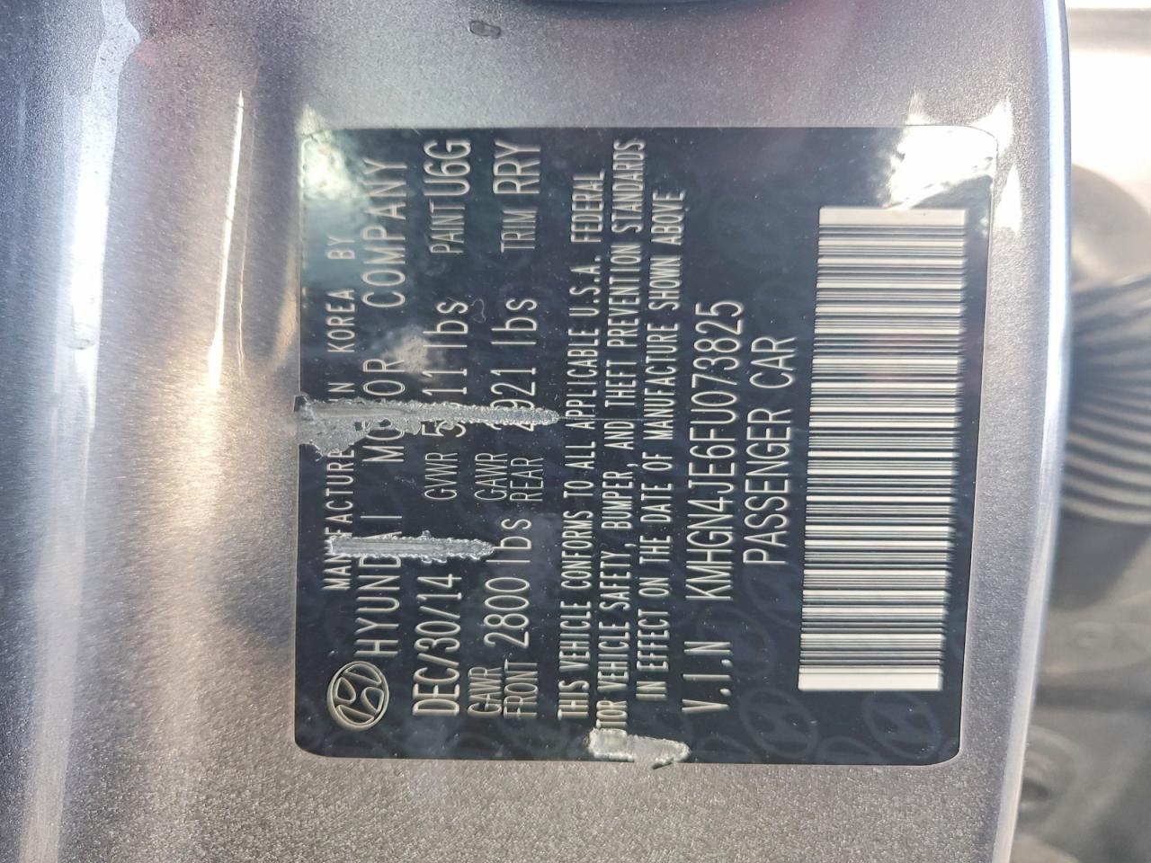 2015 HYUNDAI GENESIS 3.8L photo 12