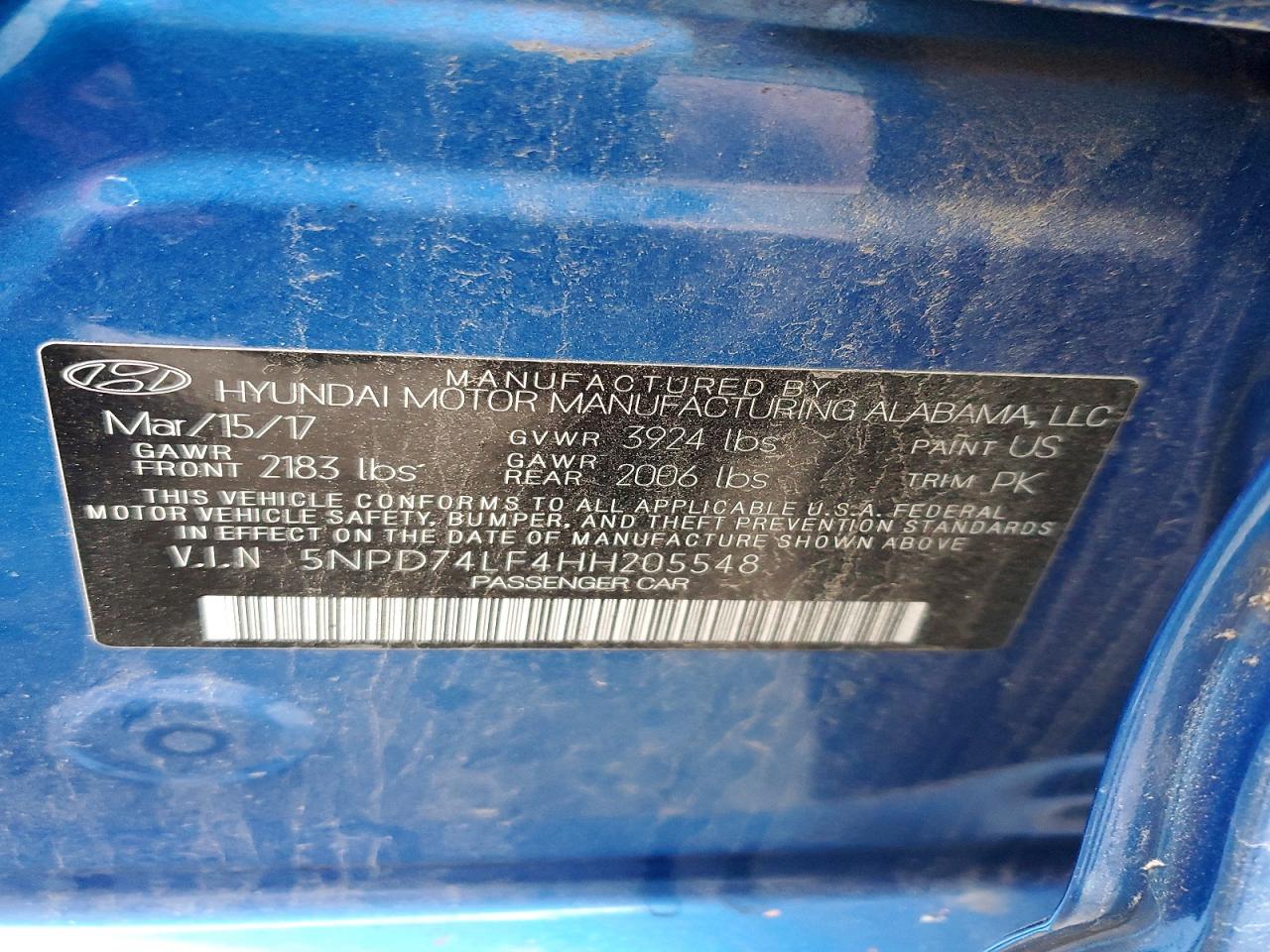 2017 HYUNDAI ELANTRA SE photo 12