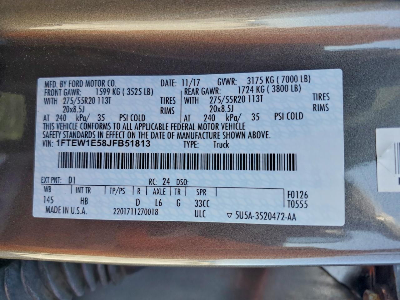 2018 FORD F150 SUPERCREW photo 13