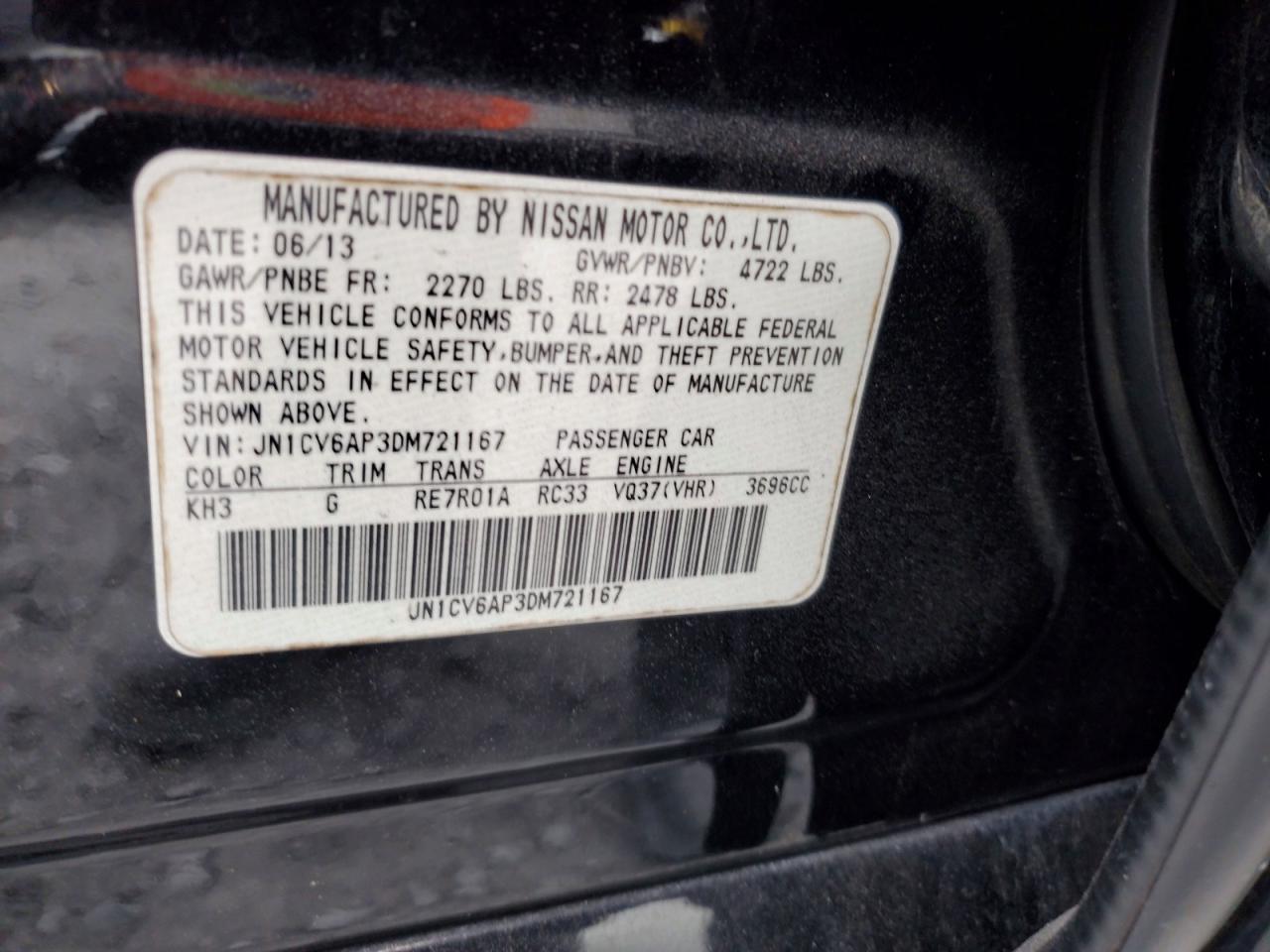 2013 INFINITI G37 BASE photo 12