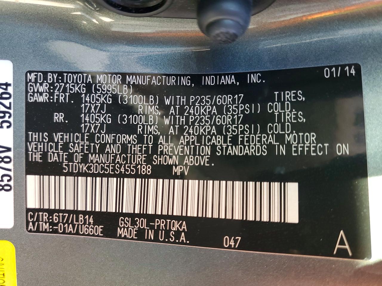 2014 TOYOTA SIENNA XLE photo 25