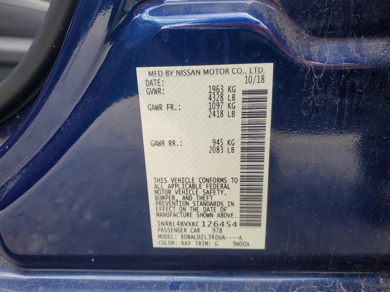 2019 NISSAN ALTIMA S photo 12