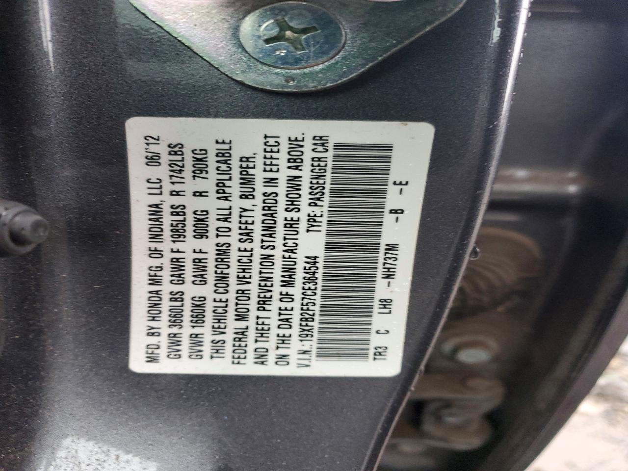2012 HONDA CIVIC LX photo 12