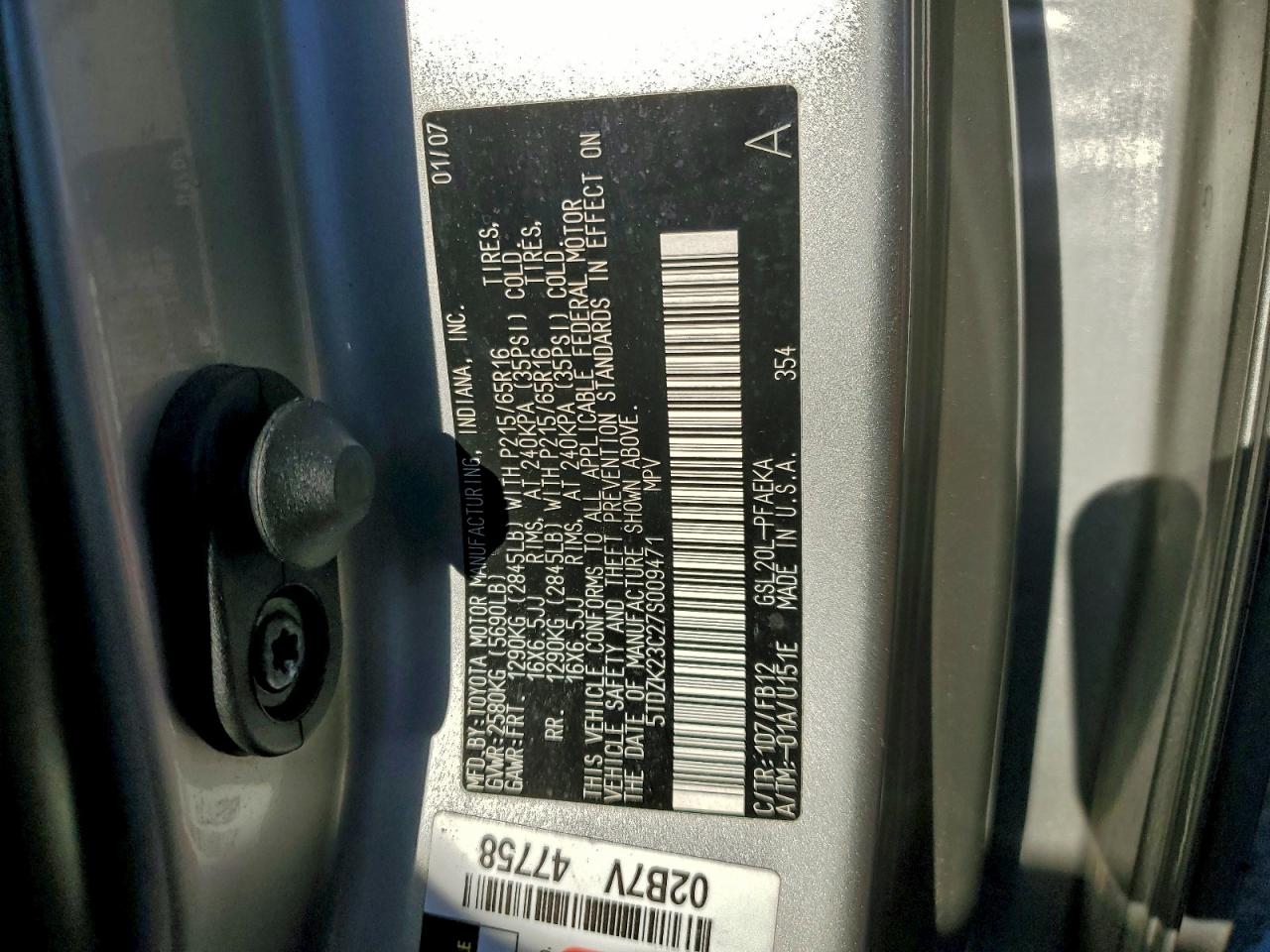 2007 TOYOTA SIENNA CE photo 13