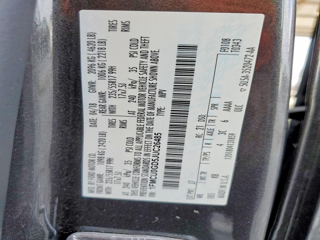 2018 FORD ESCAPE SE photo 12