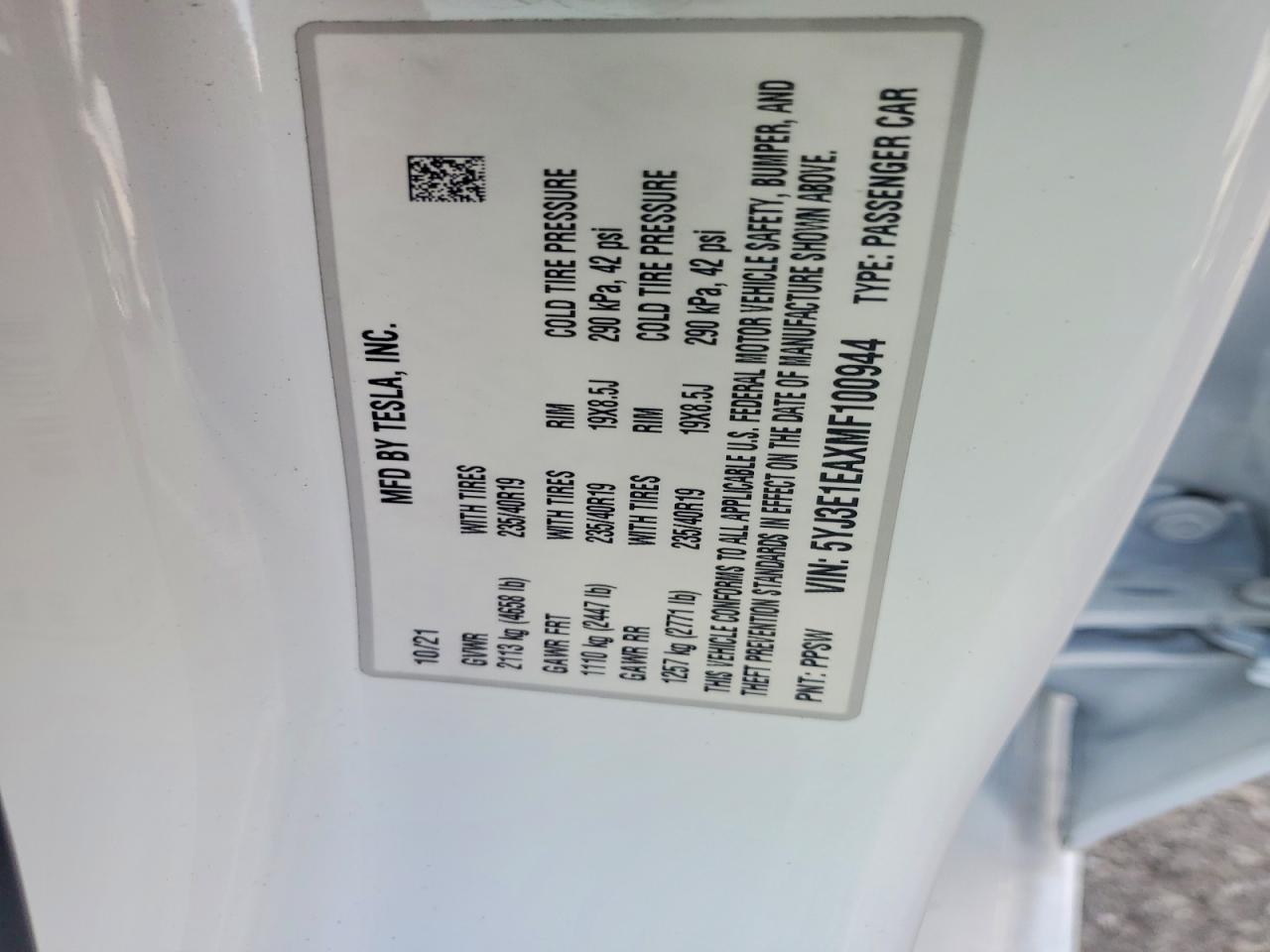 2021 TESLA MODEL 3 photo 12