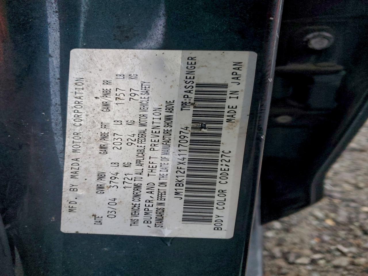 2004 MAZDA 3 I photo 12