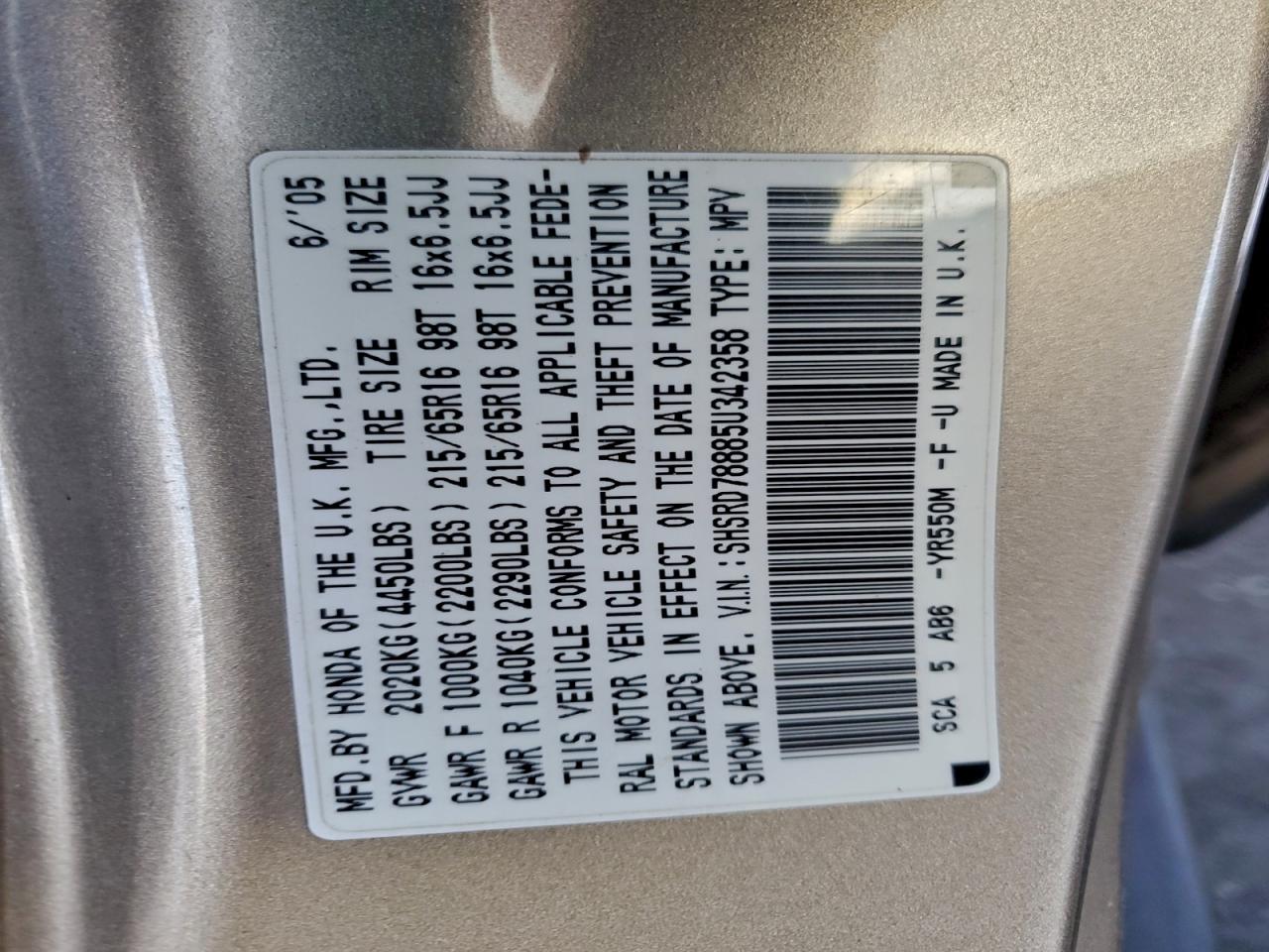 2005 HONDA CR-V EX photo 27