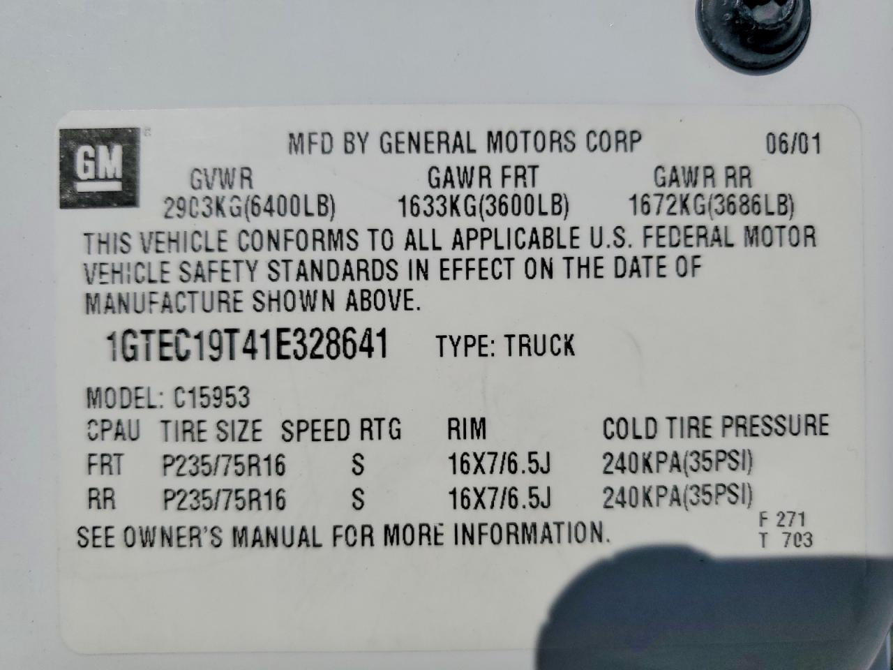 2001 GMC NEW SIERRA C1500 photo 12