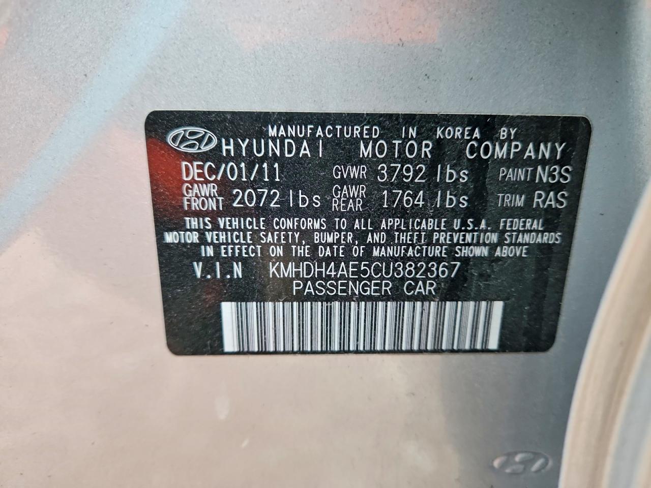 2012 HYUNDAI ELANTRA GLS photo 37