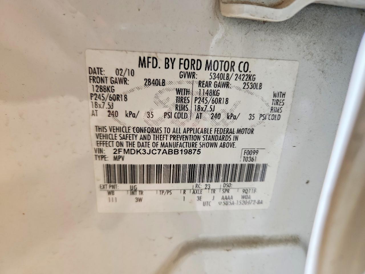 2010 FORD EDGE SEL photo 13