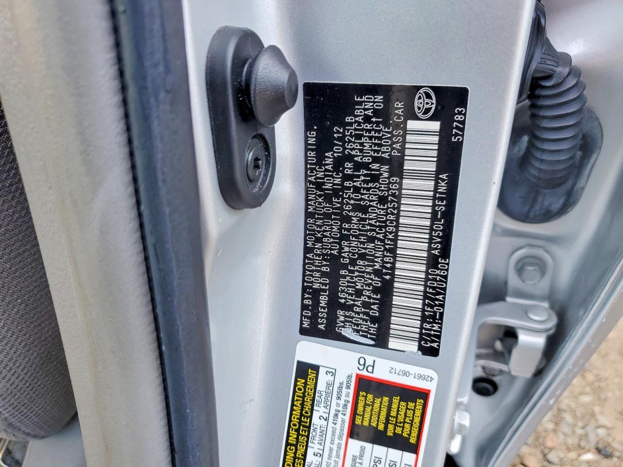 2012 TOYOTA CAMRY LE photo 7