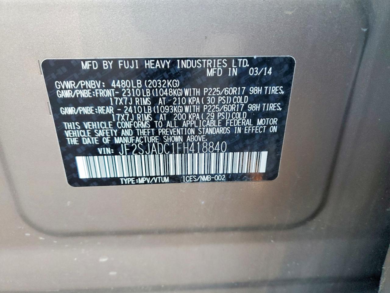 2015 SUBARU FORESTER 2.5I PREMIUM photo 13
