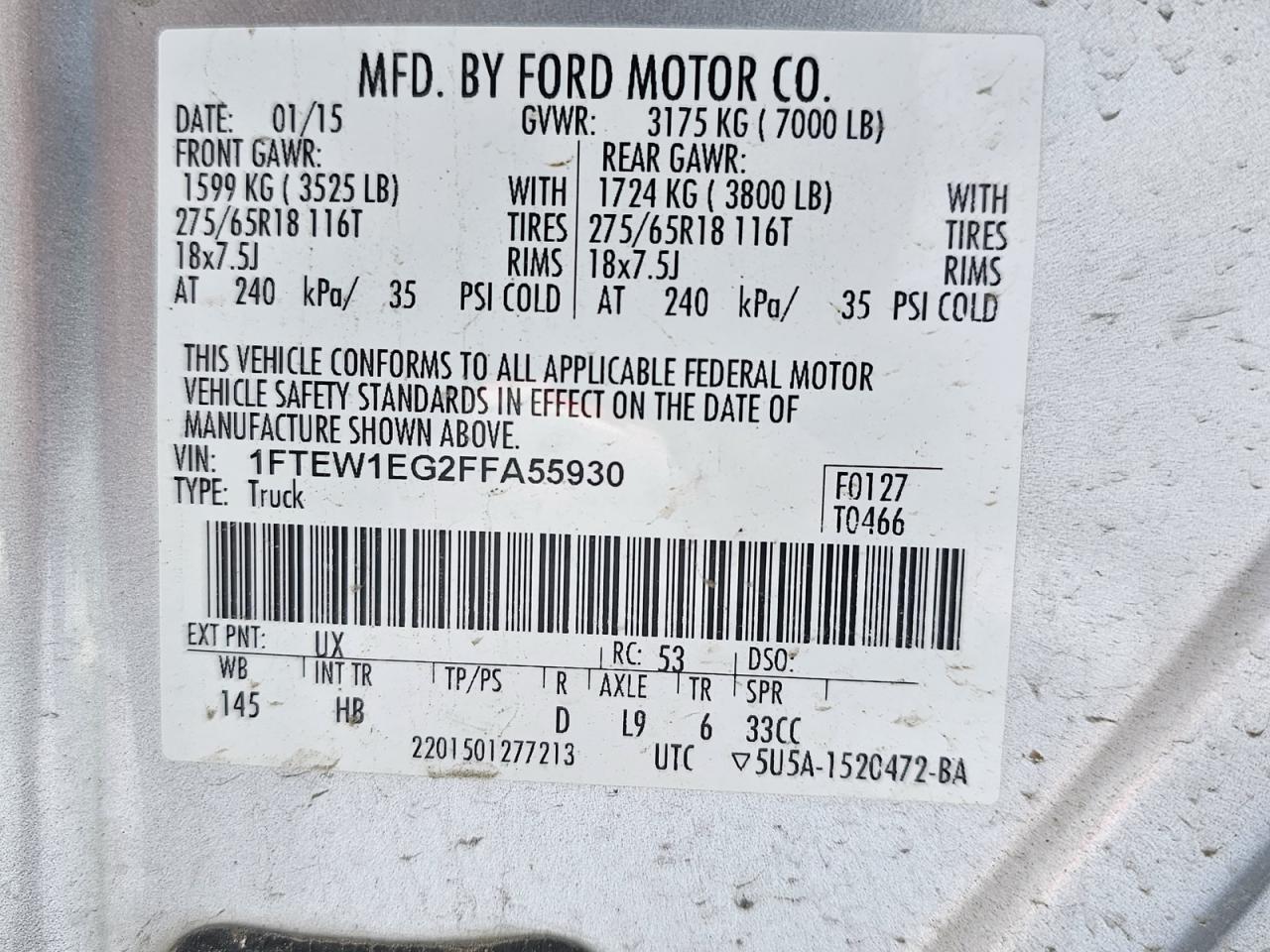 2015 FORD F150 SUPERCREW photo 10
