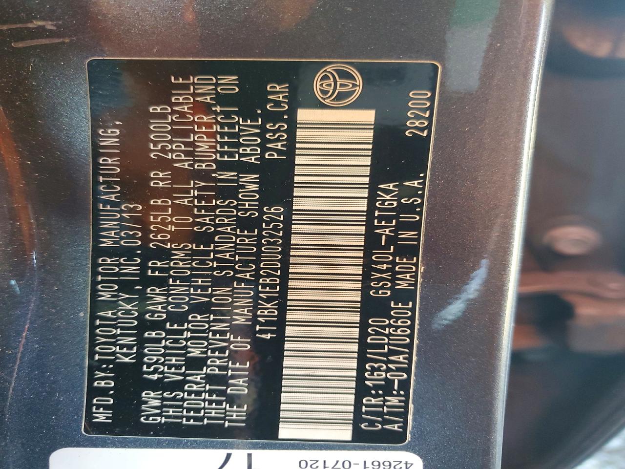 2013 TOYOTA AVALON BASE photo 12