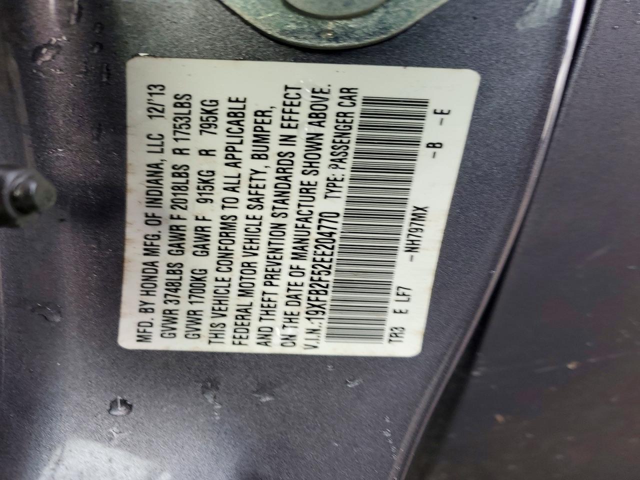 2014 HONDA CIVIC LX photo 23