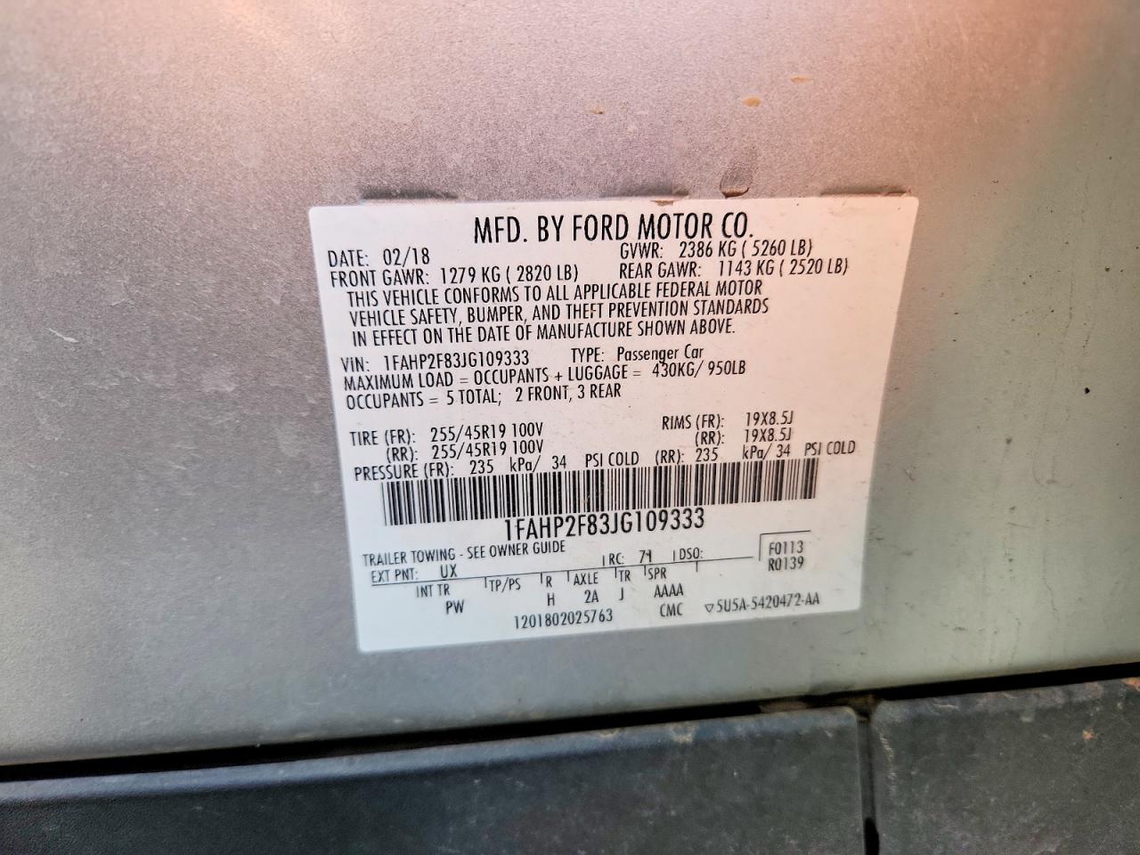 2018 FORD TAURUS LIMITED photo 12