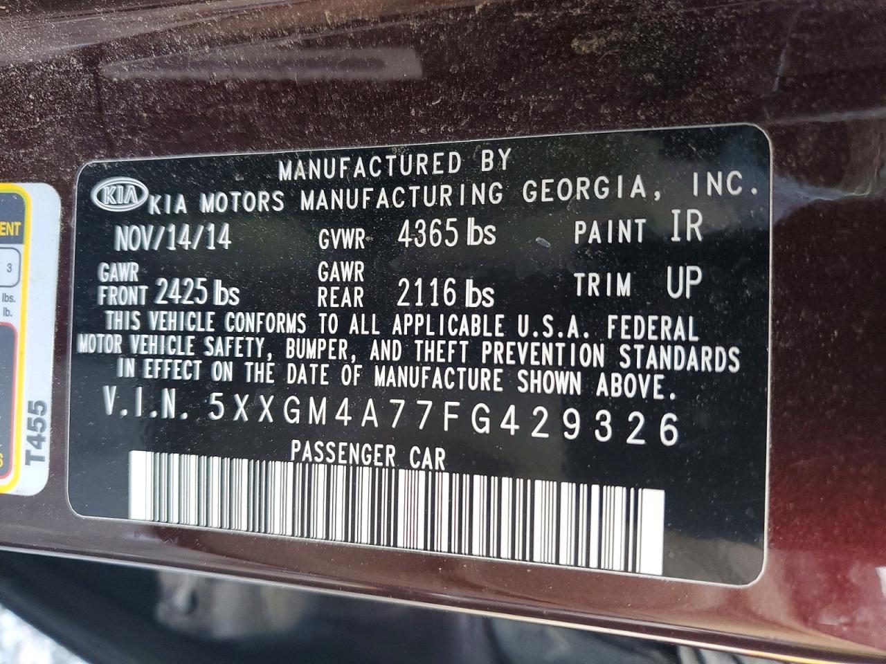2015 KIA OPTIMA LX photo 23