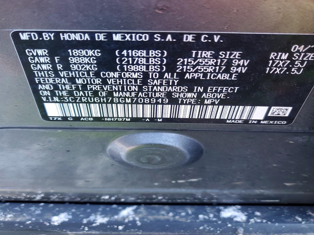 2016 HONDA HR-V EXL photo 13