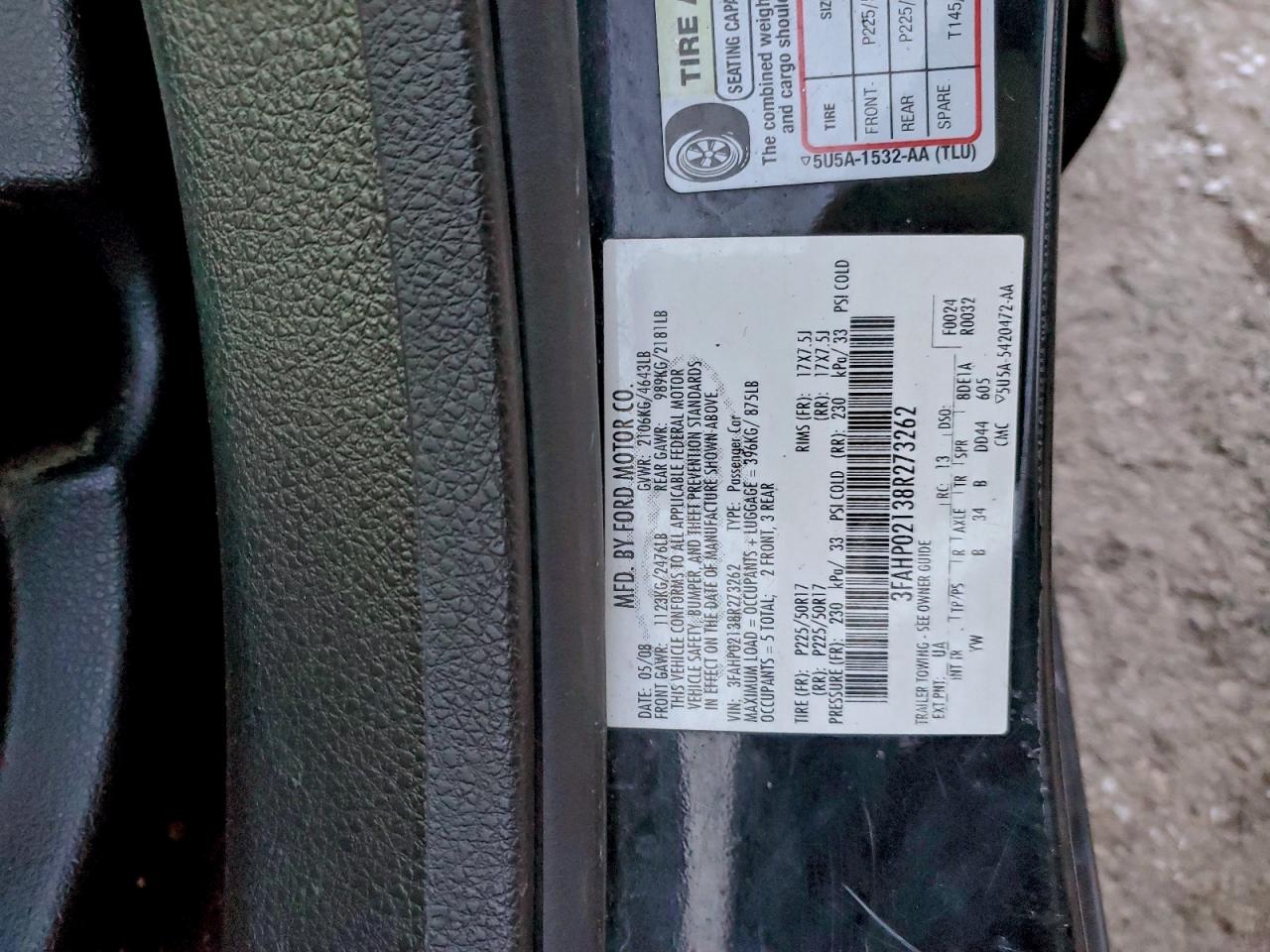 2008 FORD FUSION SEL photo 12