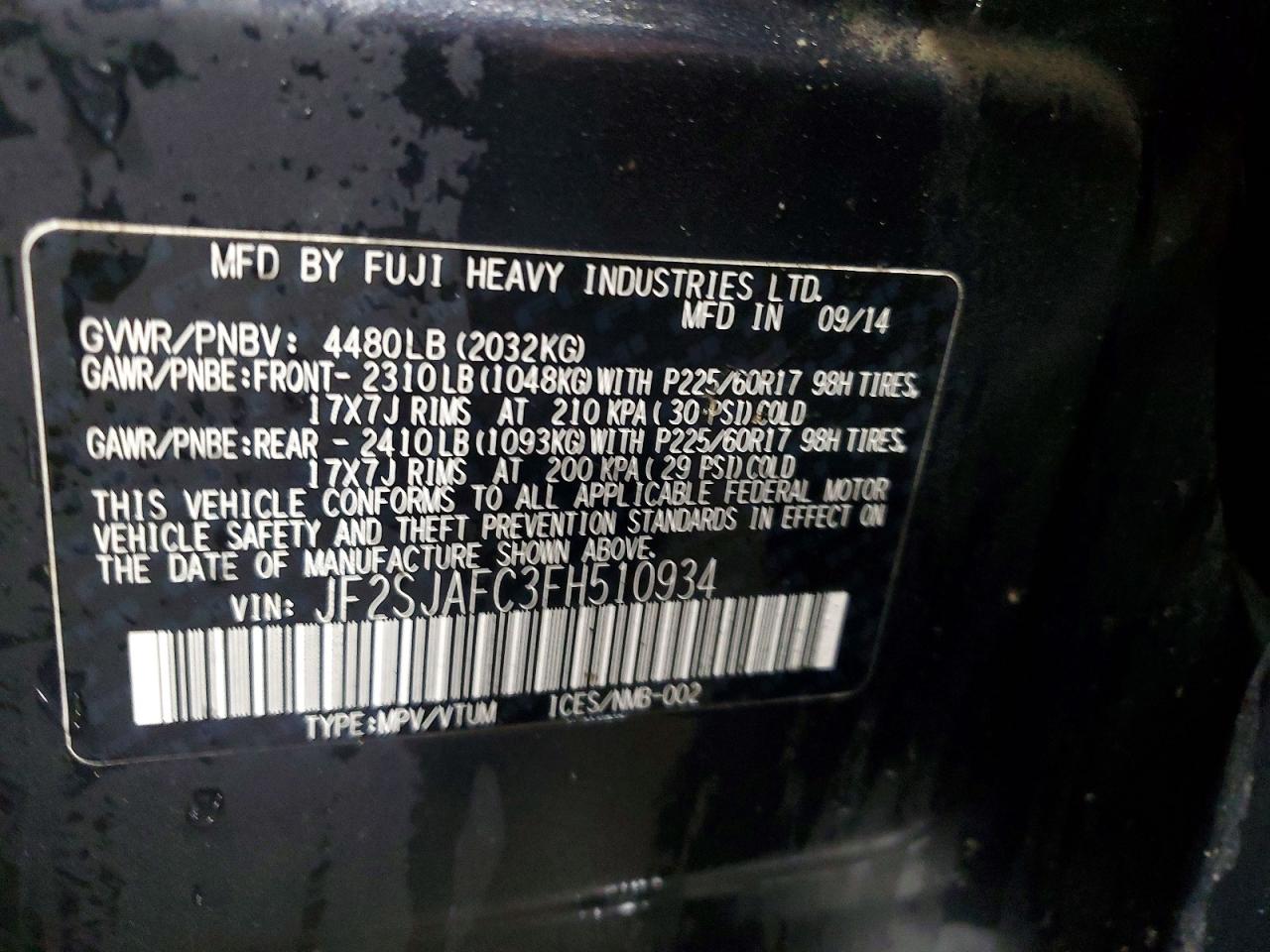 2015 SUBARU FORESTER 2.5I PREMIUM photo 13