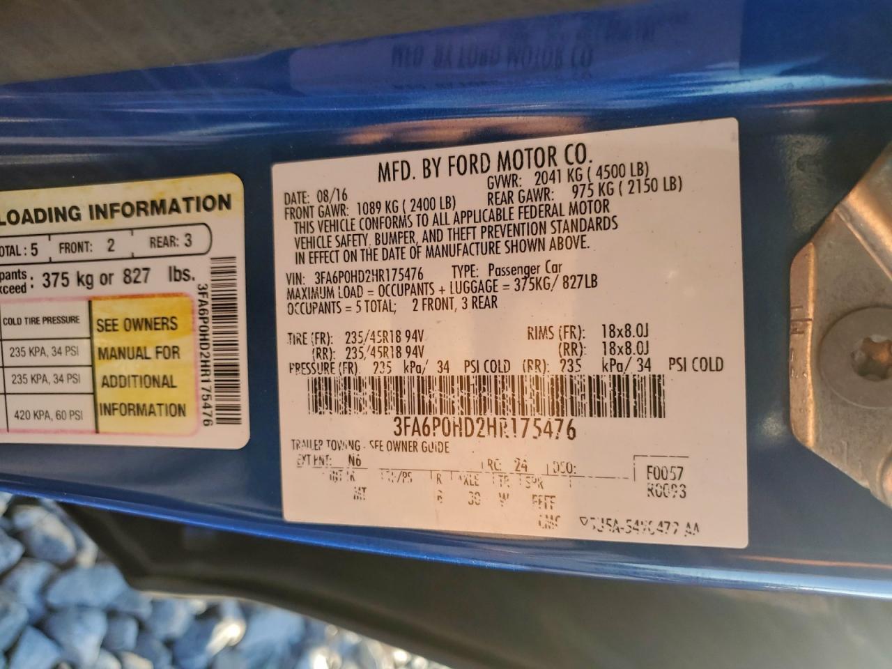 2017 FORD FUSION SE photo 13
