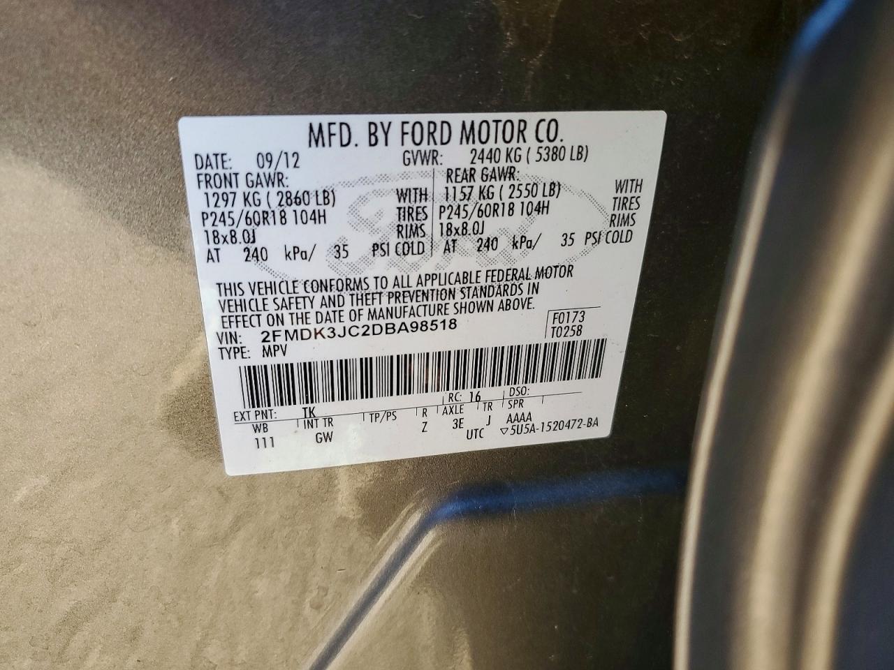 2013 FORD EDGE SEL photo 13