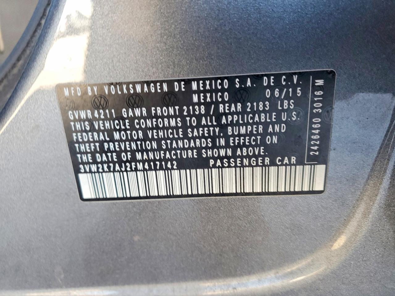 2015 VOLKSWAGEN JETTA BASE photo 23