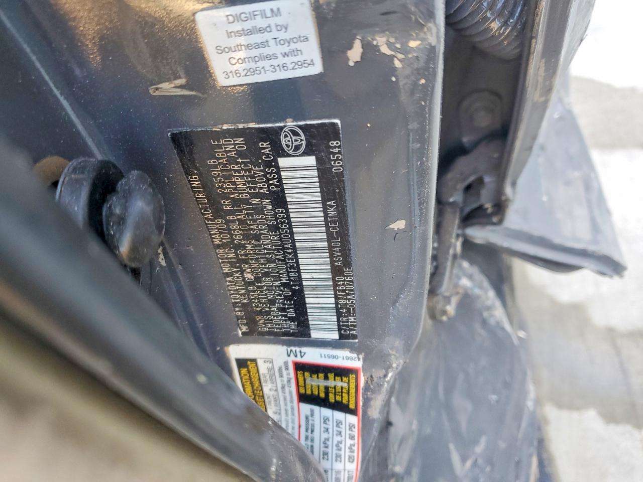 2010 TOYOTA CAMRY BASE photo 12