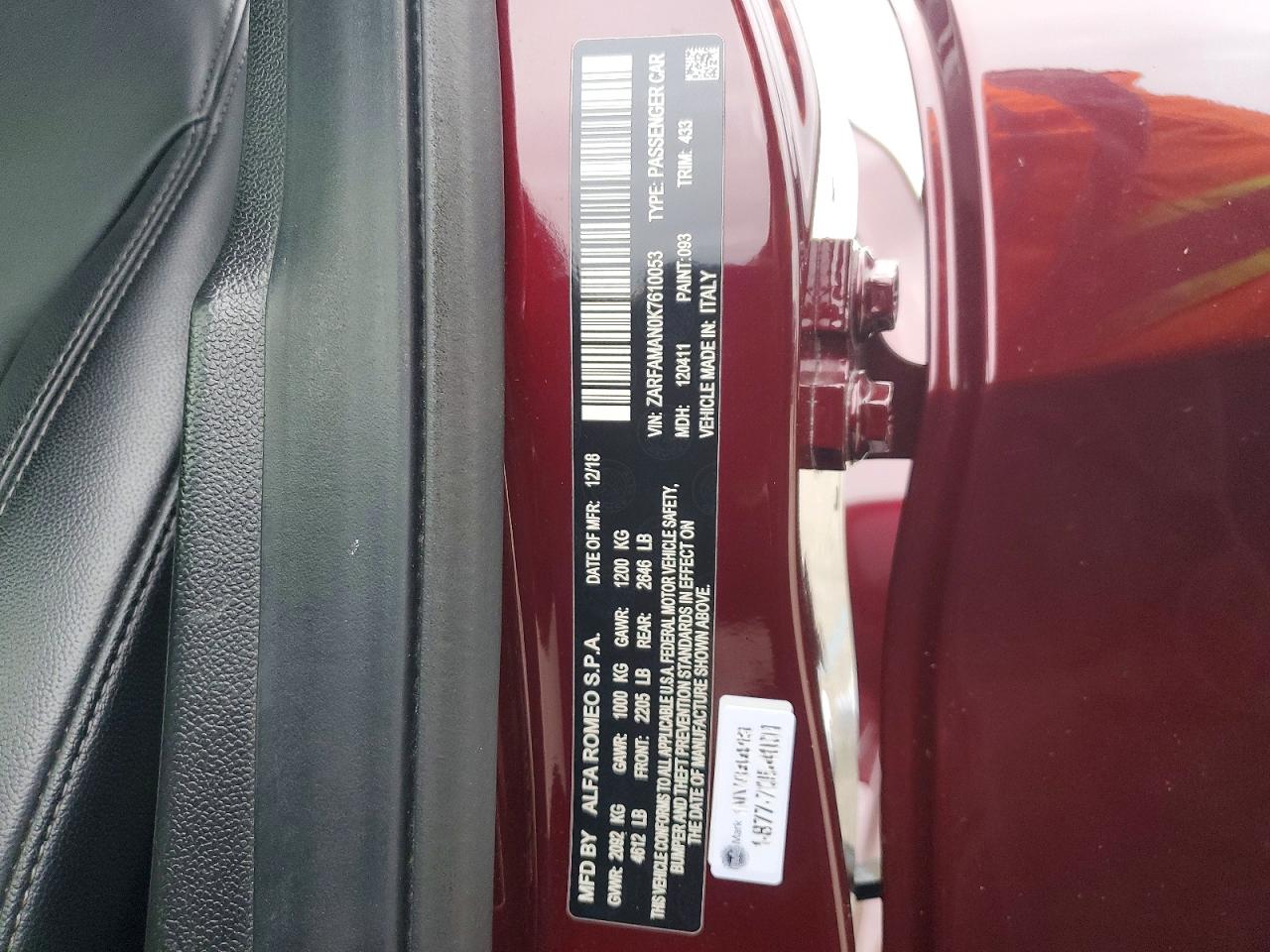 2019 ALFA ROMEO GIULIA photo 12