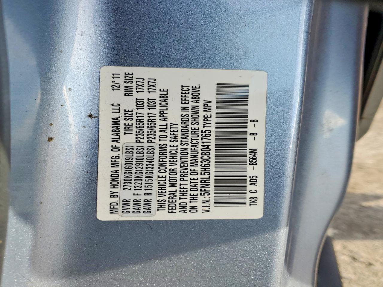 2012 HONDA ODYSSEY EXL photo 13