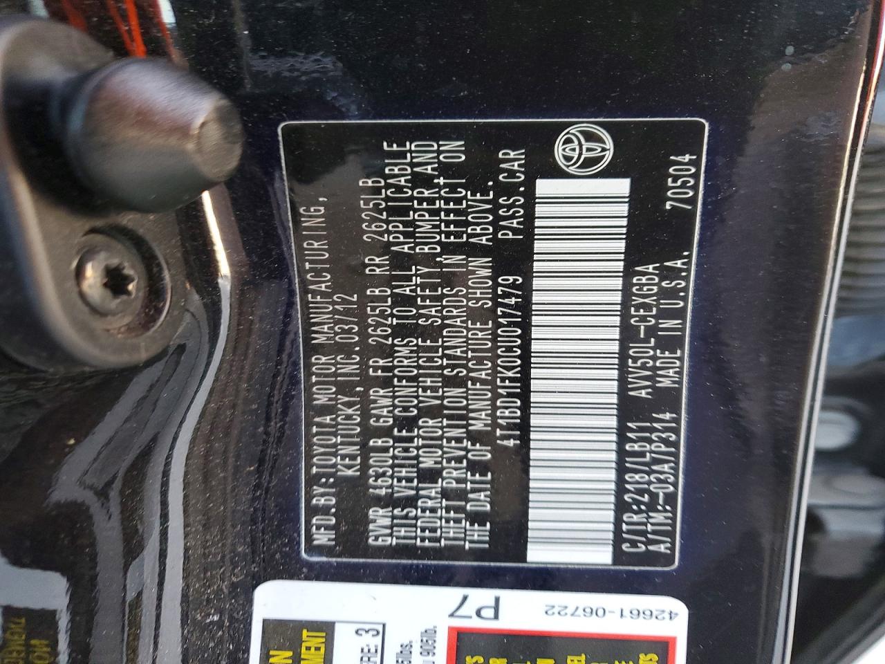 2012 TOYOTA CAMRY HYBRID photo 12