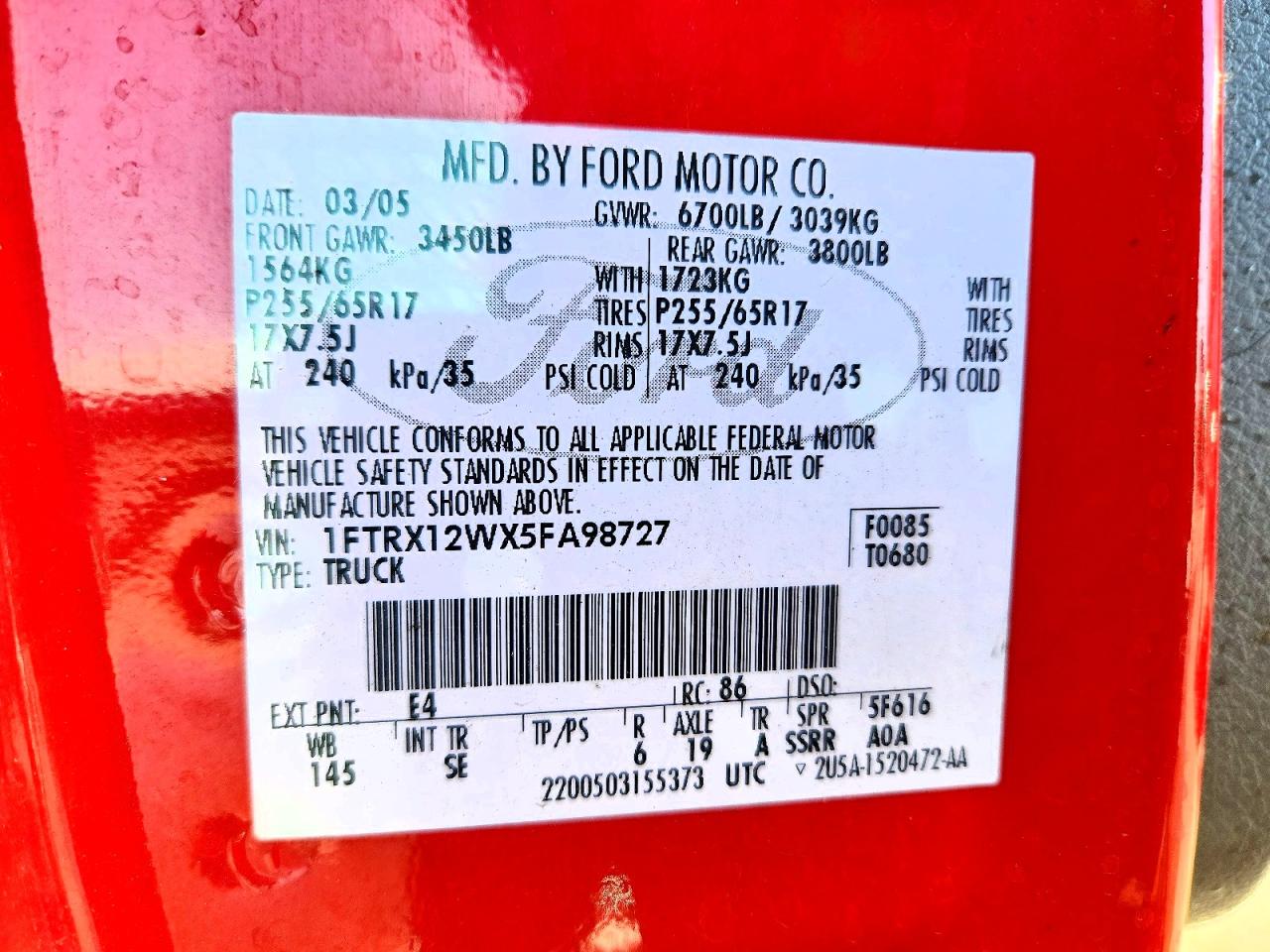 2005 FORD F150 photo 13
