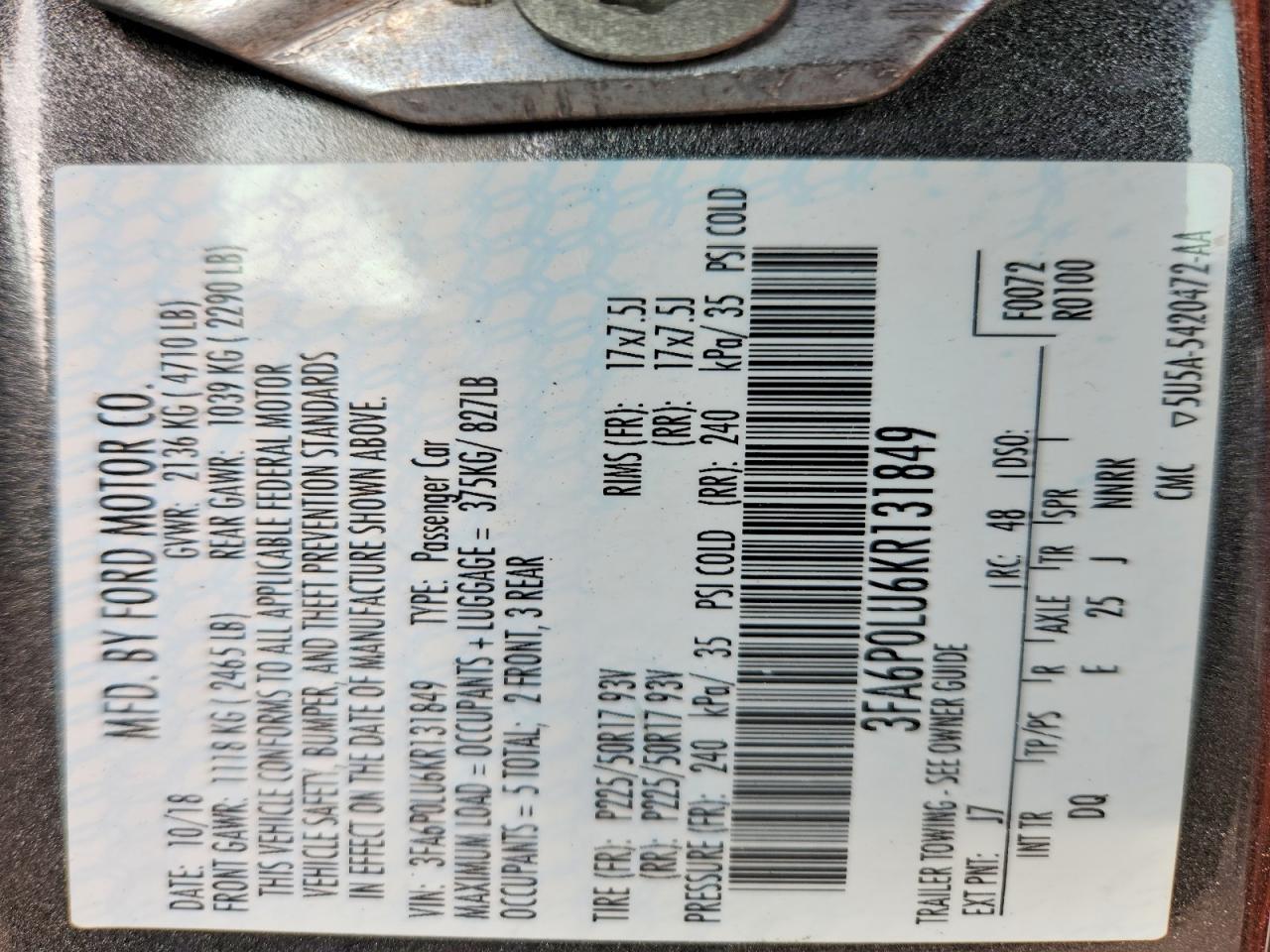 2019 FORD FUSION SE photo 23