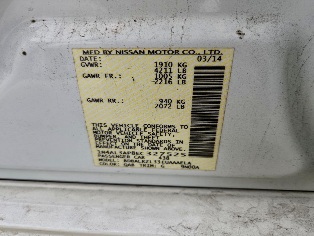 2014 NISSAN ALTIMA 2.5 photo 12