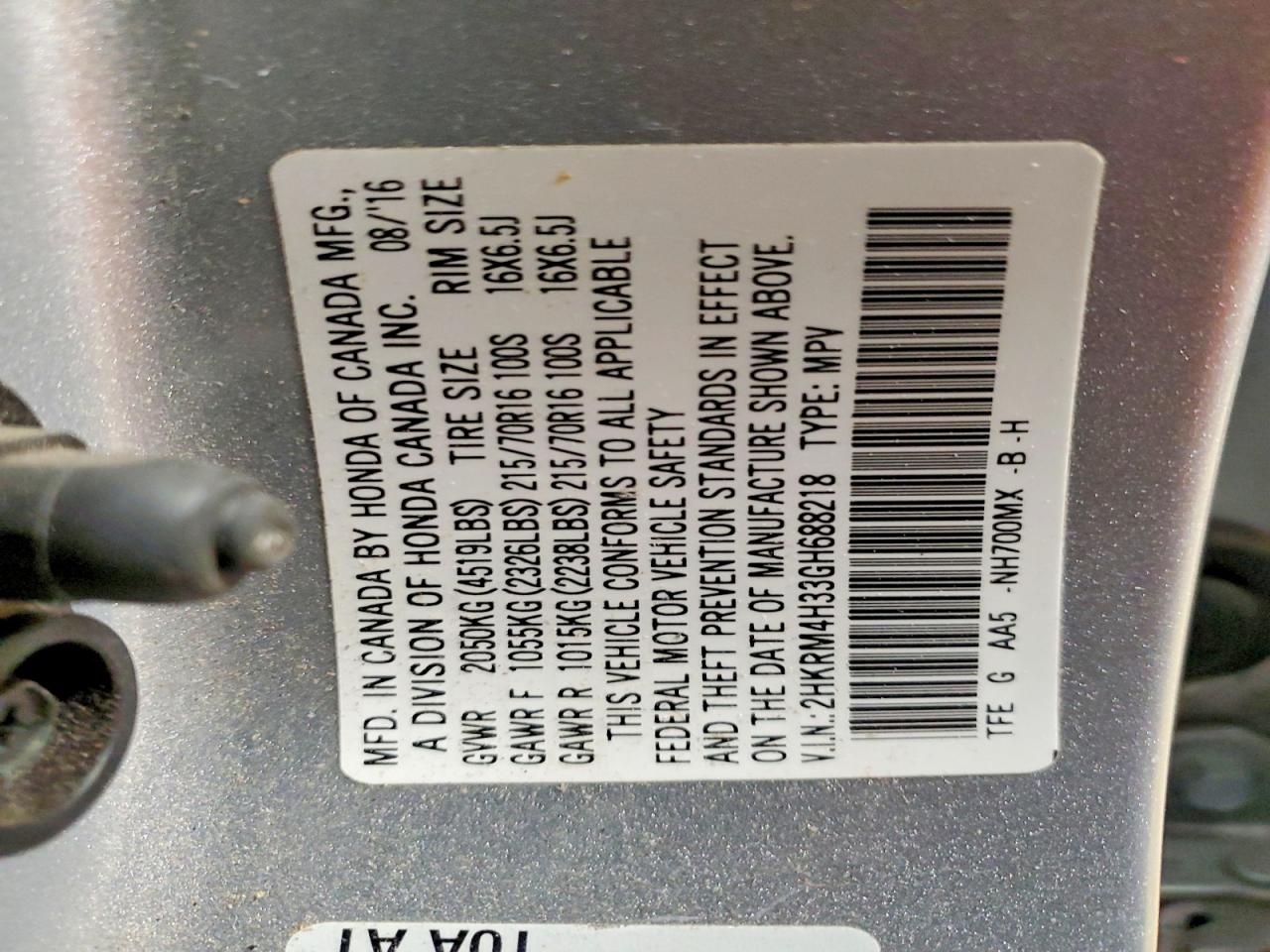 2016 HONDA CR-V LX photo 25