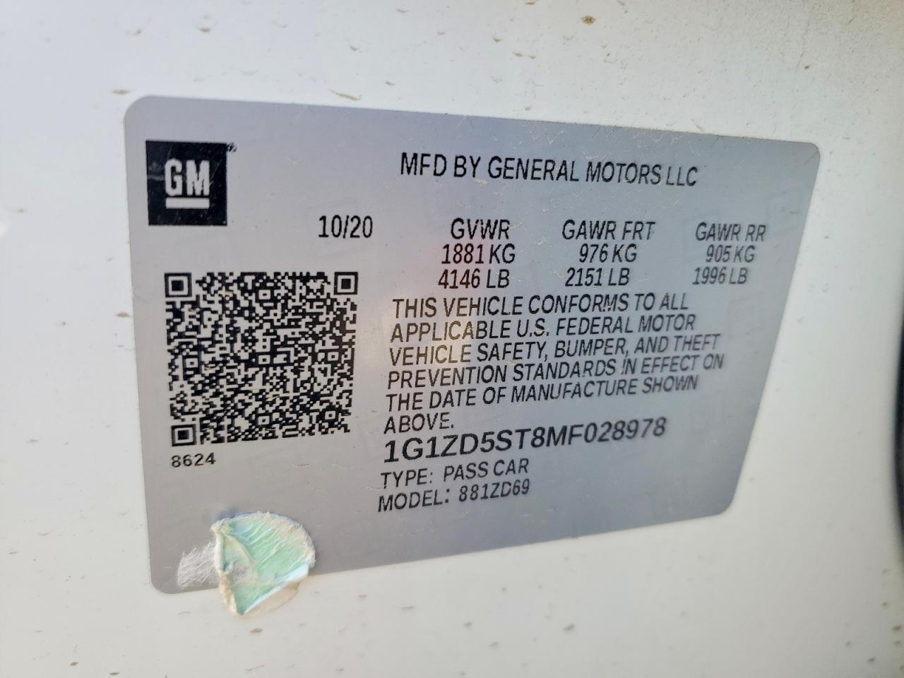 2021 CHEVROLET MALIBU LT photo 12