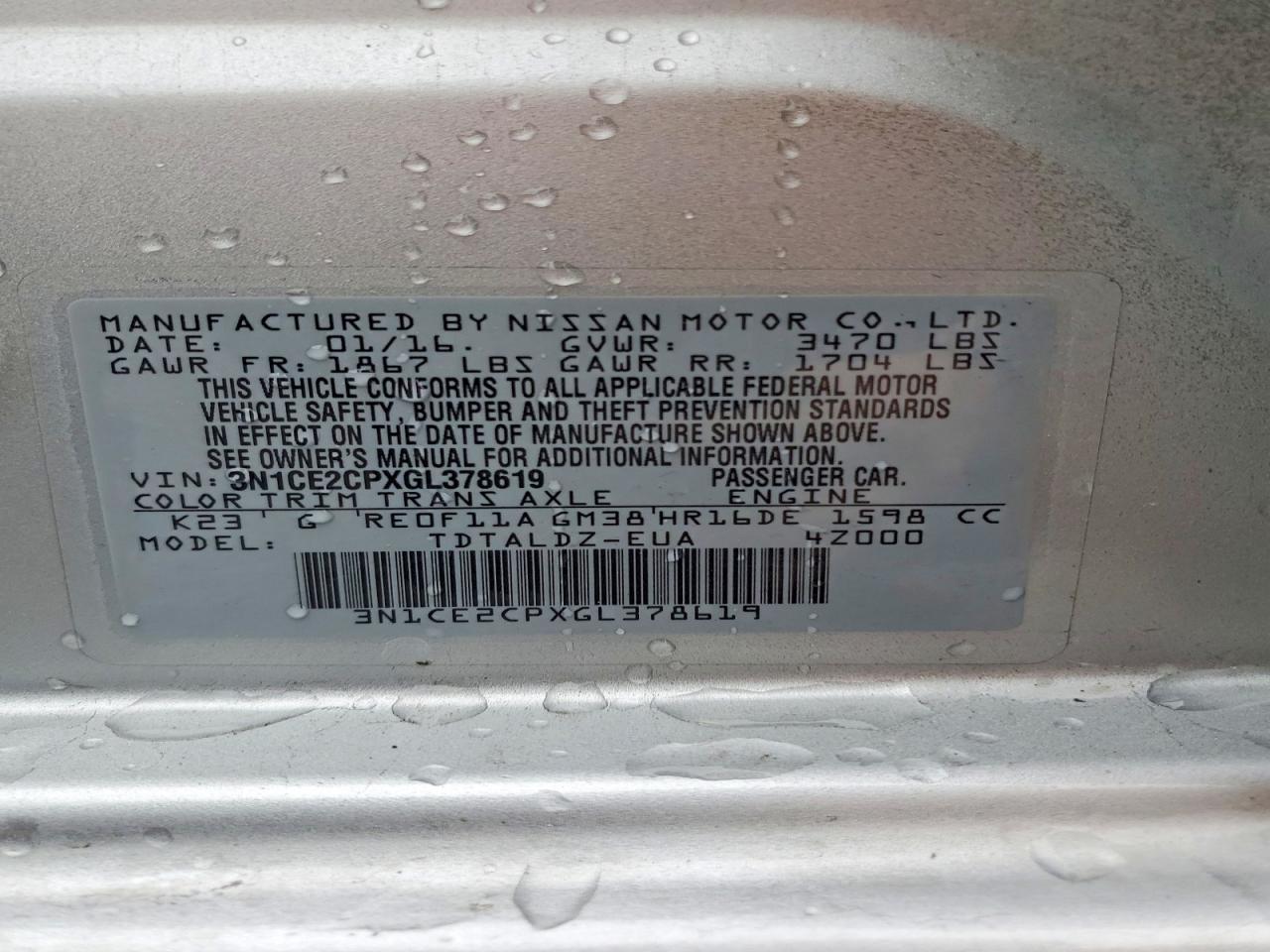 2016 NISSAN VERSA NOTE S photo 23