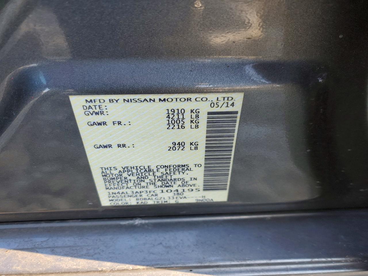 2015 NISSAN ALTIMA 2.5 photo 23