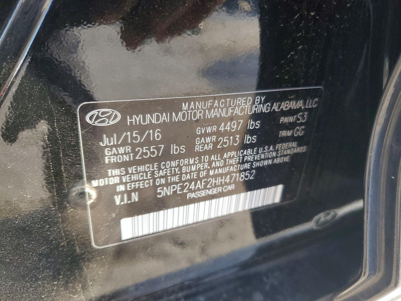 2017 HYUNDAI SONATA SE photo 12