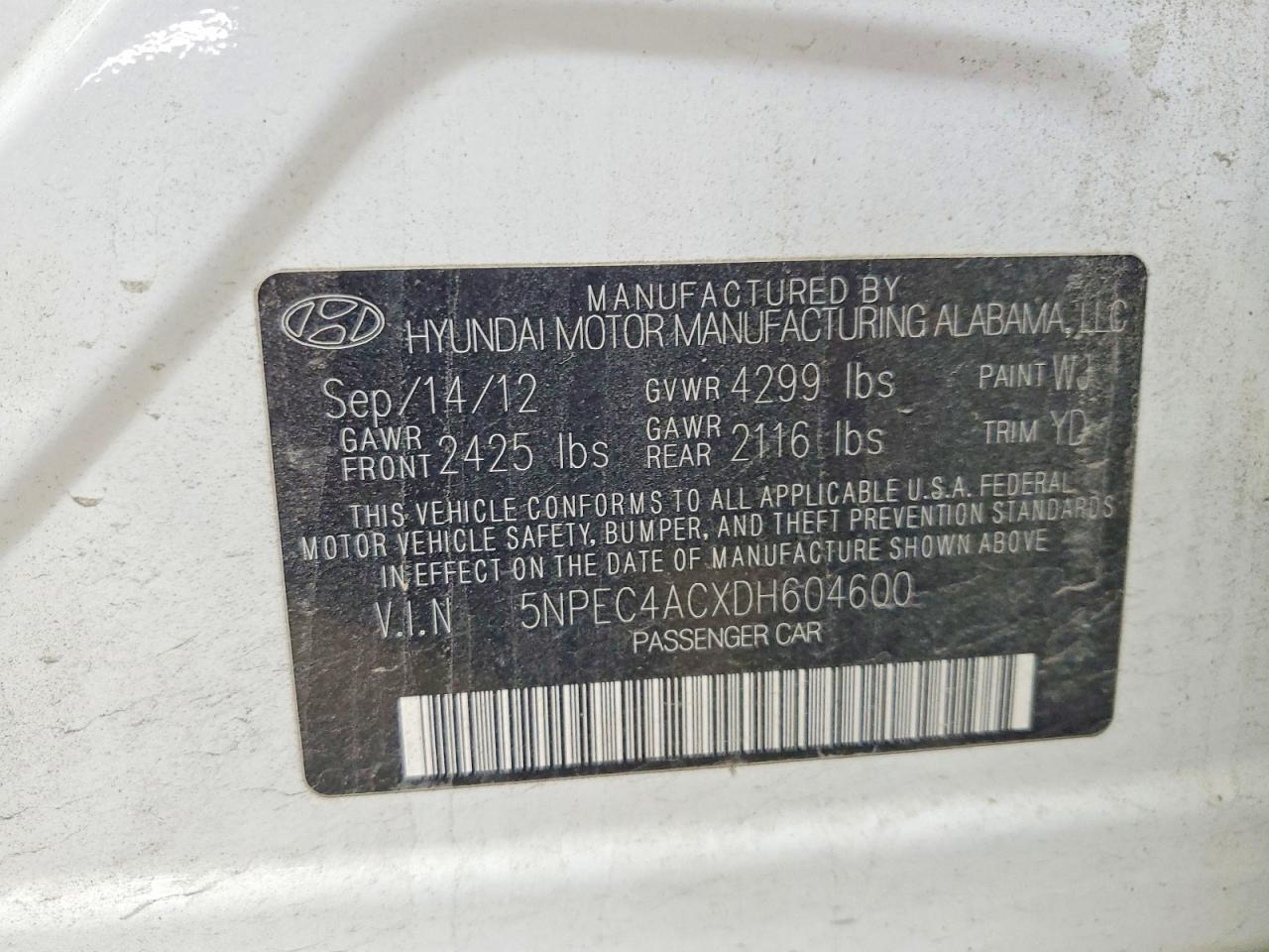 2013 HYUNDAI SONATA SE photo 12