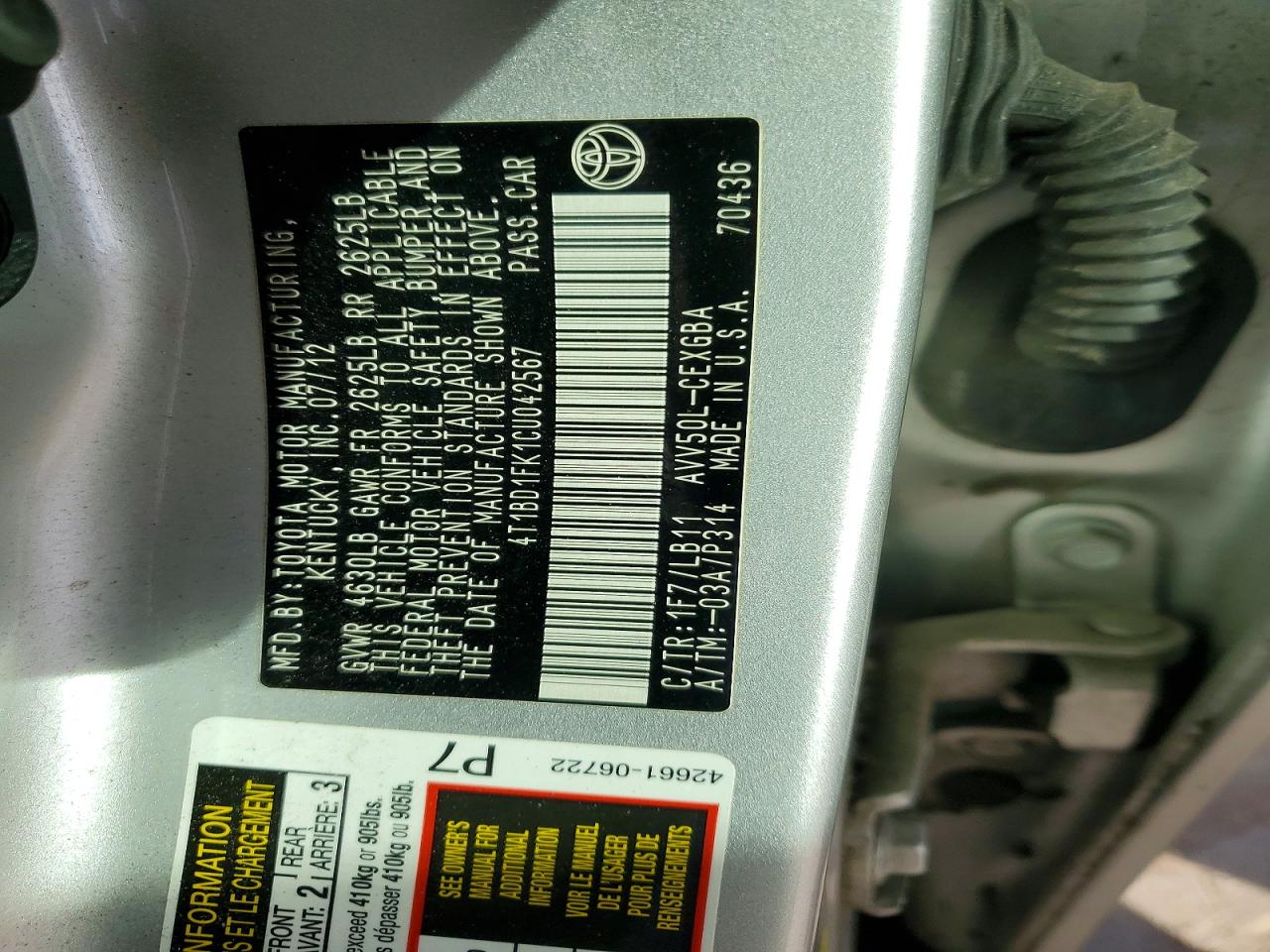 2012 TOYOTA CAMRY HYBRID photo 13