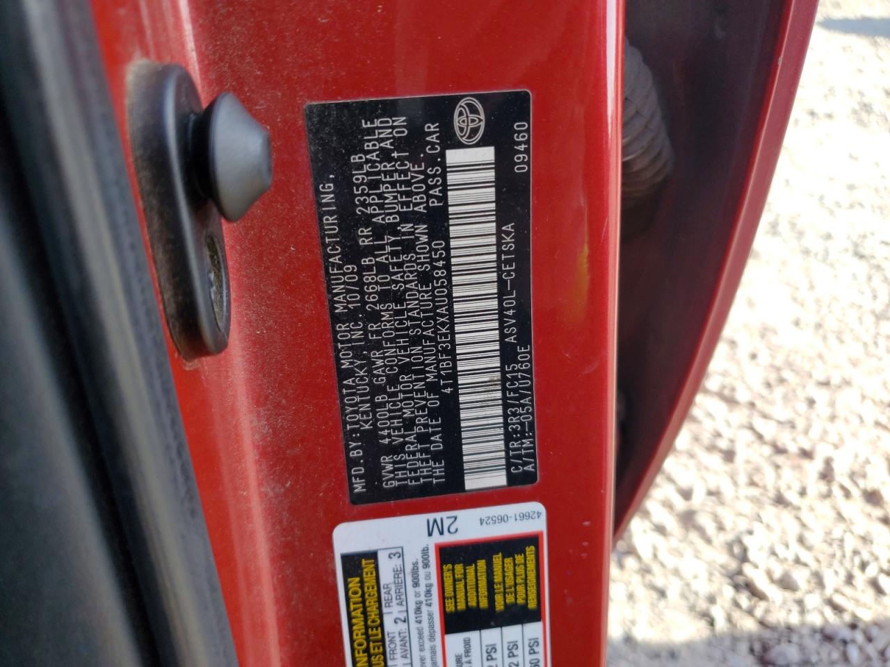 2010 TOYOTA CAMRY BASE photo 13