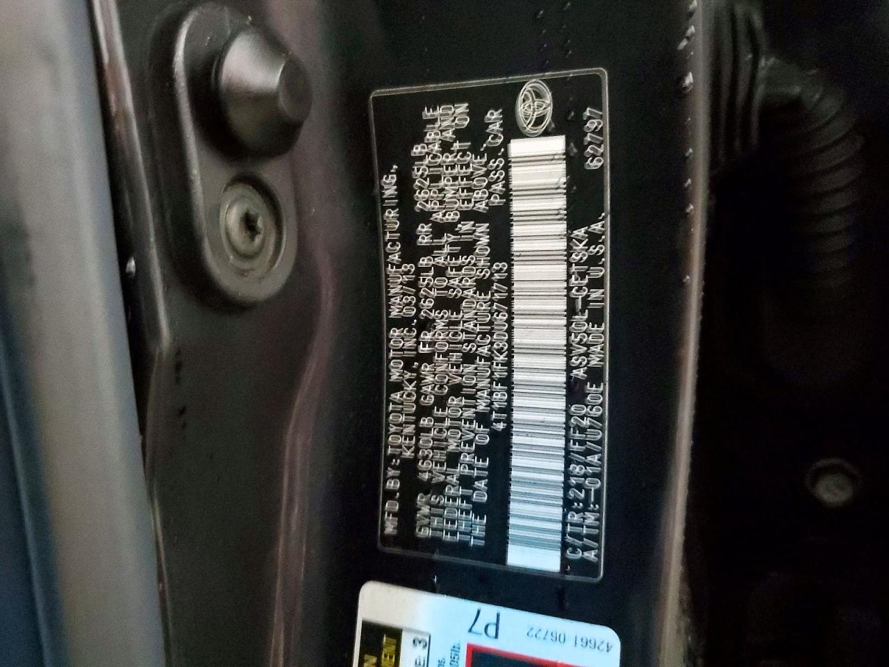 2013 TOYOTA CAMRY L photo 13