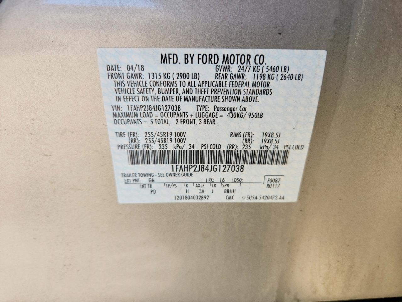 2018 FORD TAURUS LIMITED photo 23