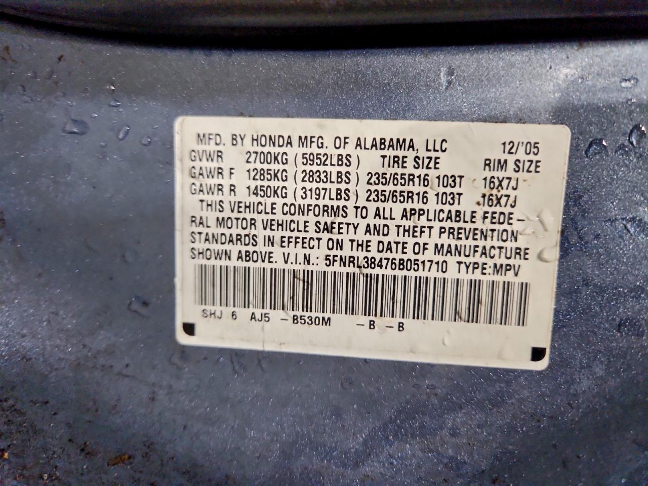 2006 HONDA ODYSSEY EX photo 13