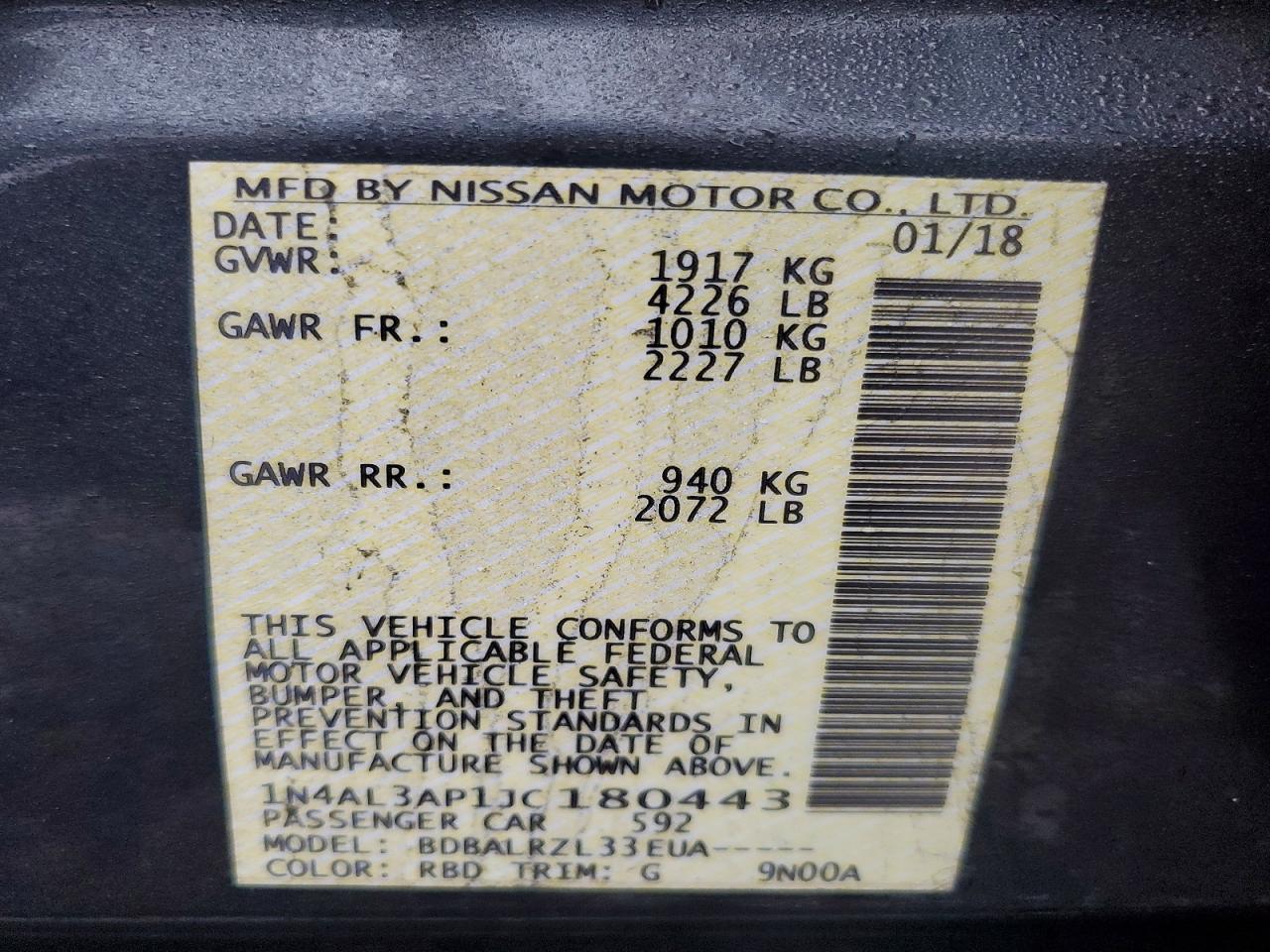 2018 NISSAN ALTIMA 2.5 SL photo 12