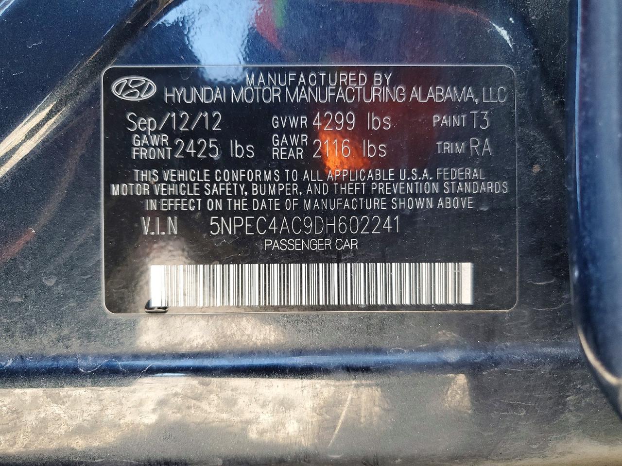 2013 HYUNDAI SONATA SE photo 12